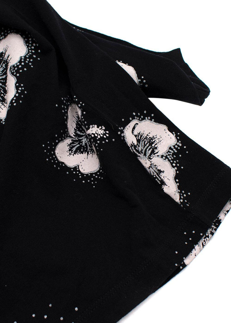 Saint Laurent Black Hibiscus Flower Print Top