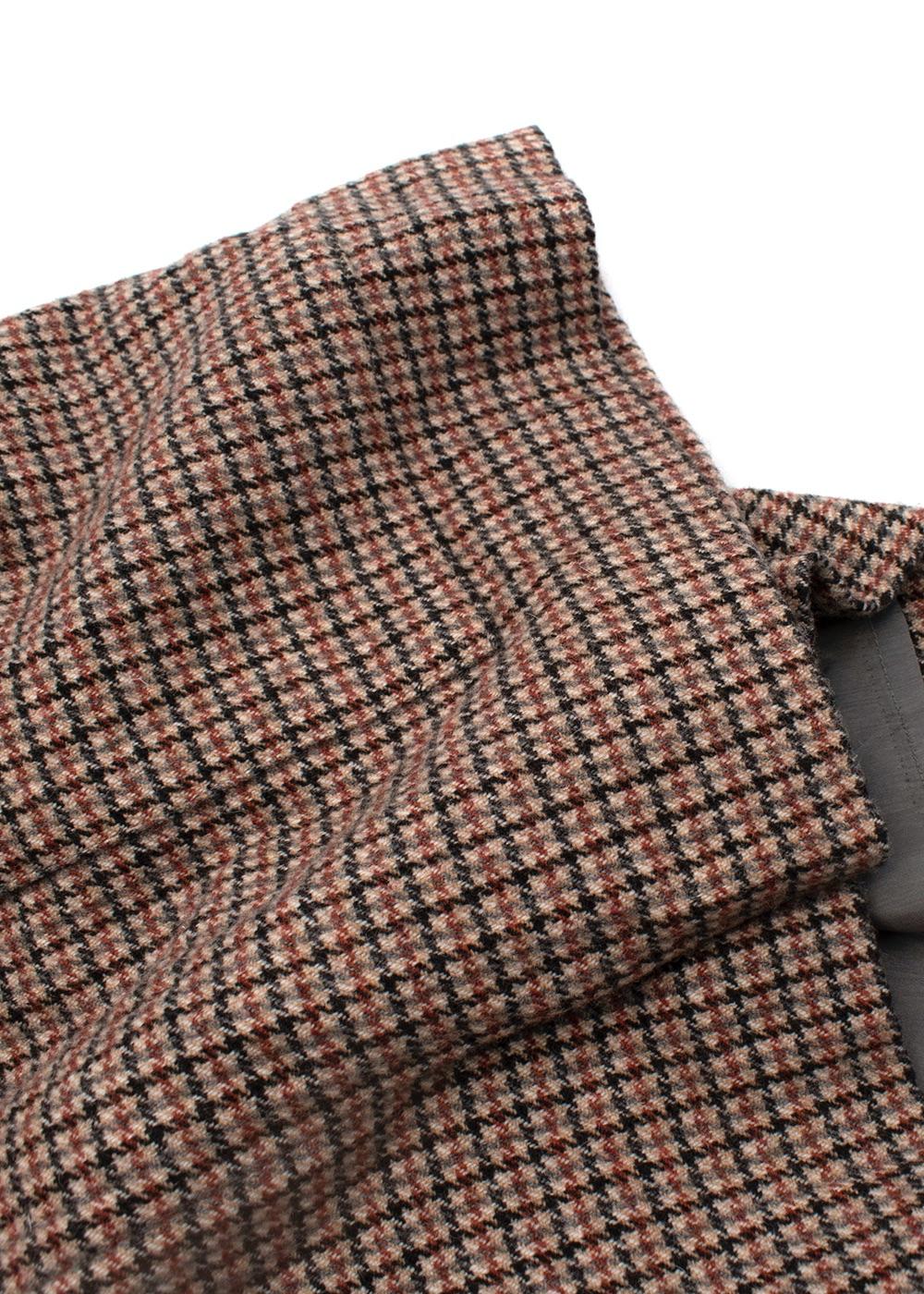 Brown Houndstooth Tweed Wool Shorts