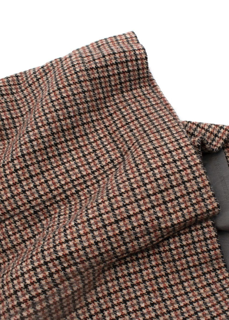 Brown Houndstooth Tweed Wool Shorts