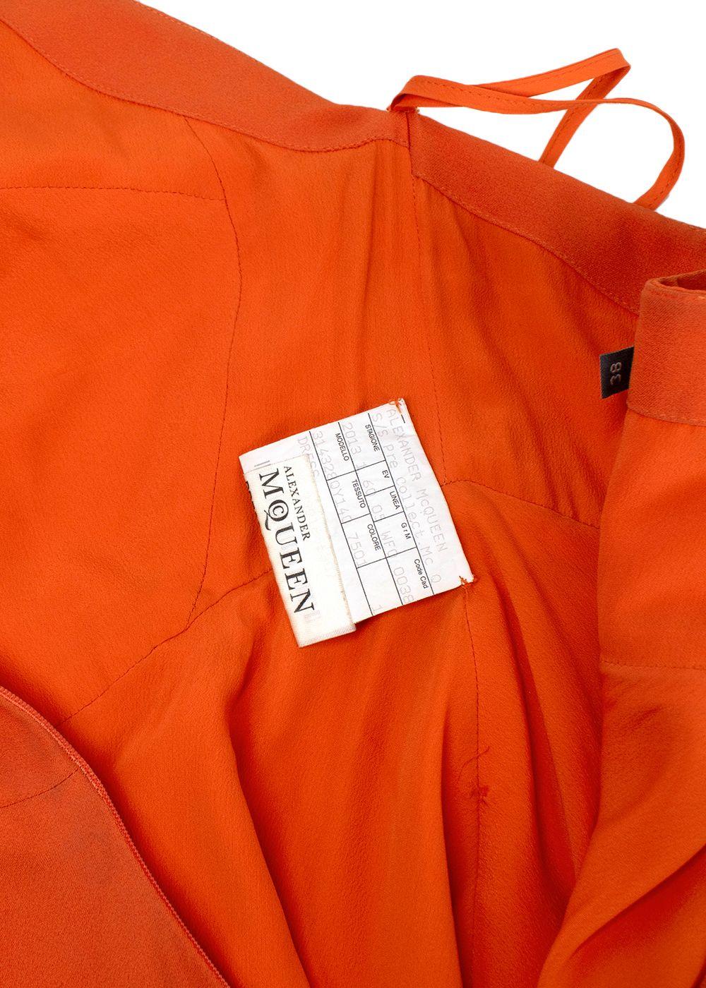 Alexander McQueen Orange Silk Crepe Crystal Halterneck Gown