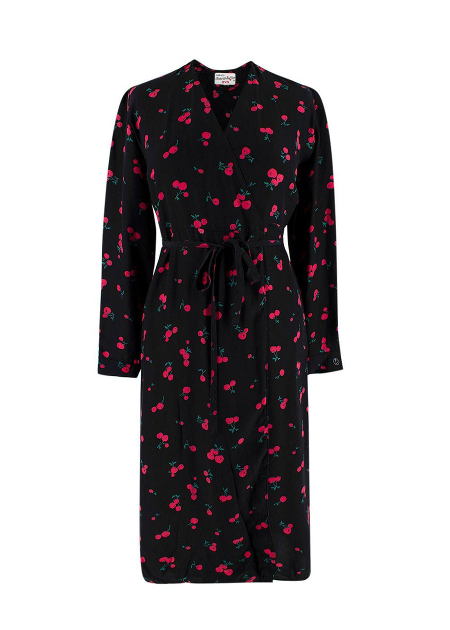 HVN Julia Black Cherry Wrap Dress