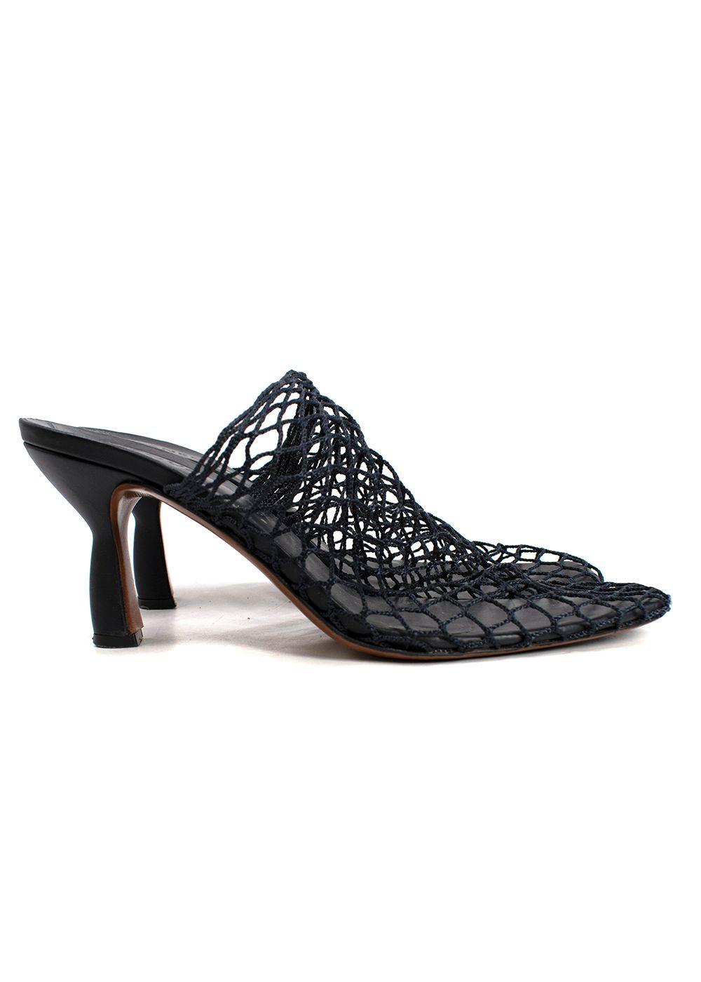 Neous Navy Bophy Fishnet Mules