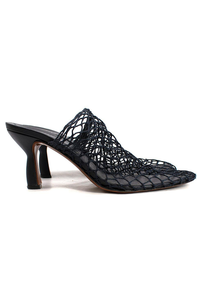 Neous Navy Bophy Fishnet Mules