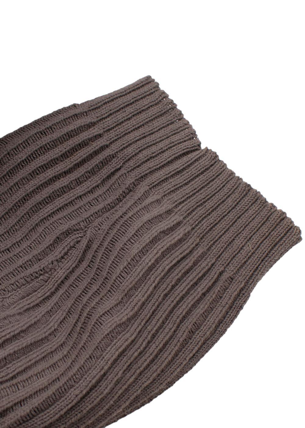 Rick Owens Brown Drop-Stitched Ribbed-Cotton Sweater