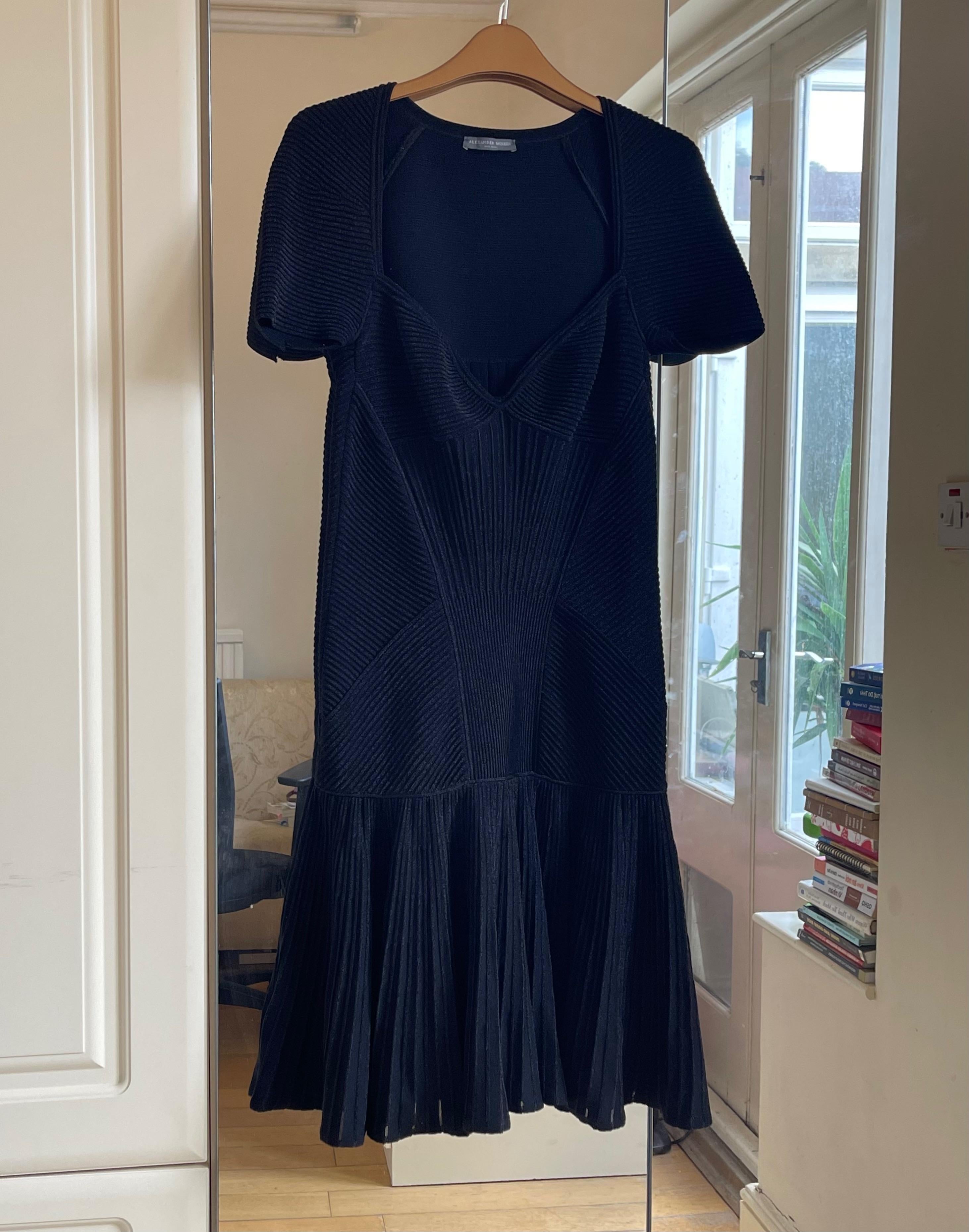 Alexander McQueen Black Wool Mini Dress