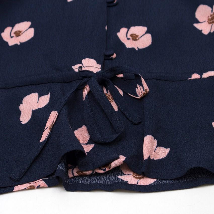 Rails Navy and Floral Button-Up Top