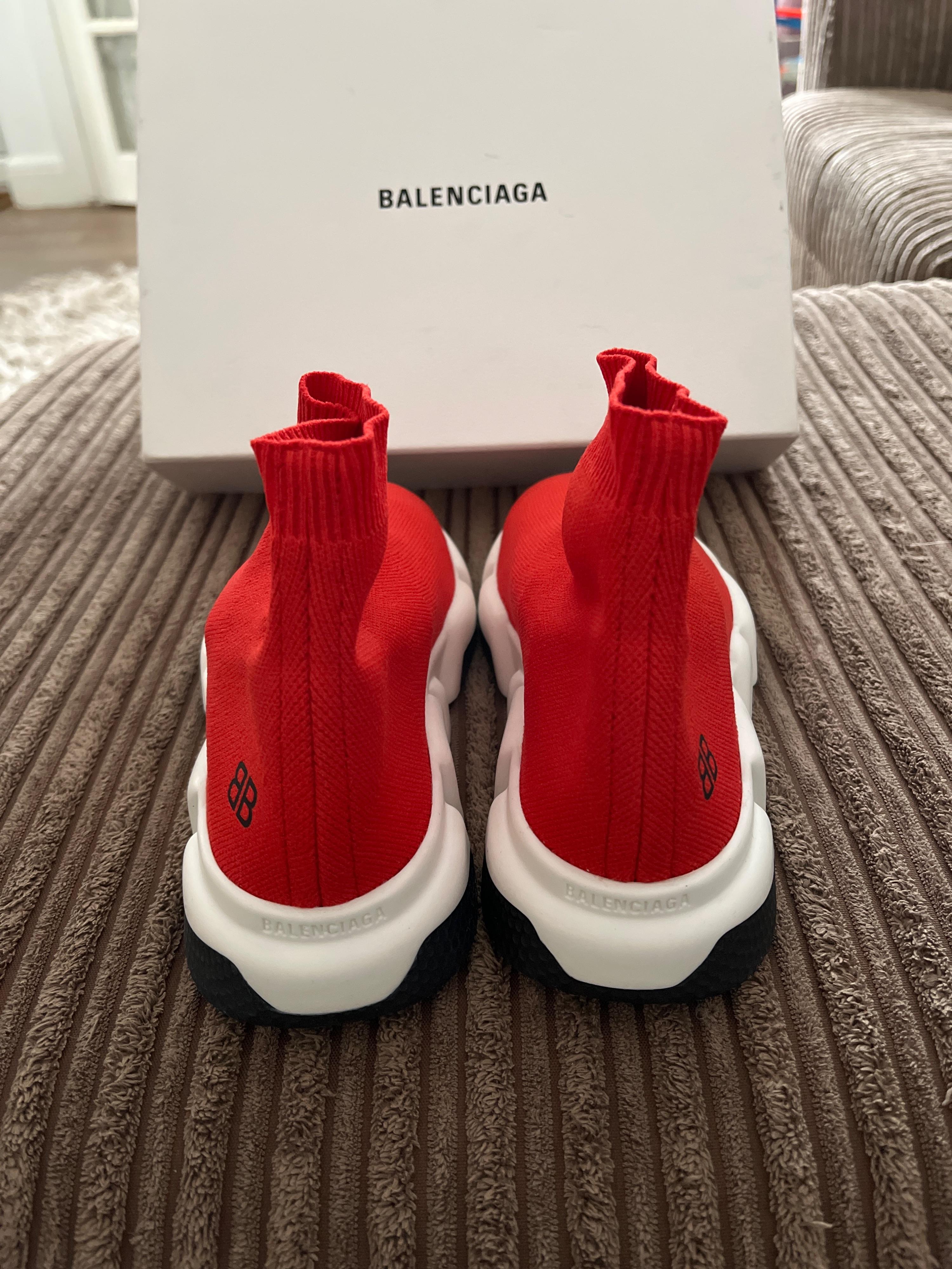 Red stretch-knit Speed sock trainers