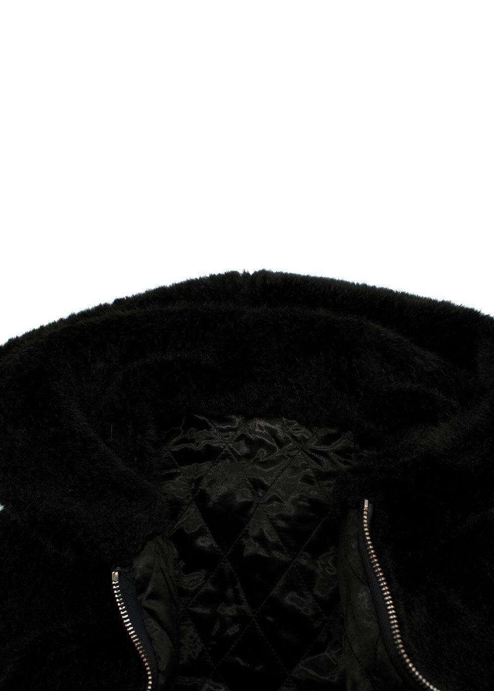 Helmut Lang Black Faux Fur Hooded Jacket