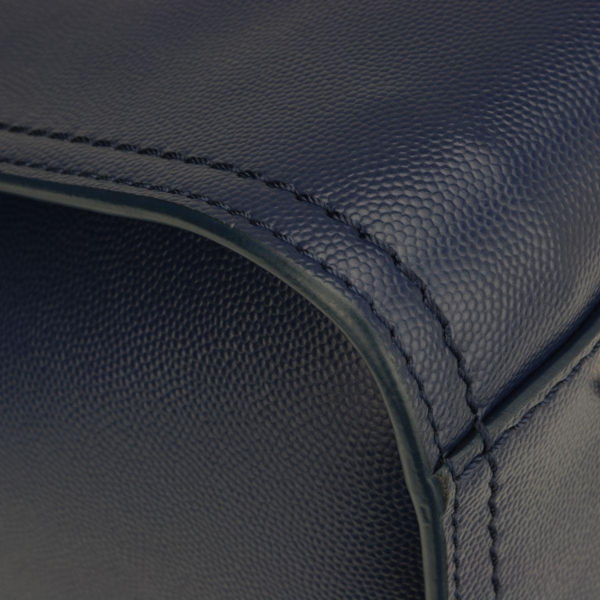 Studded Navy Blue Caviar Deauville Tote Small