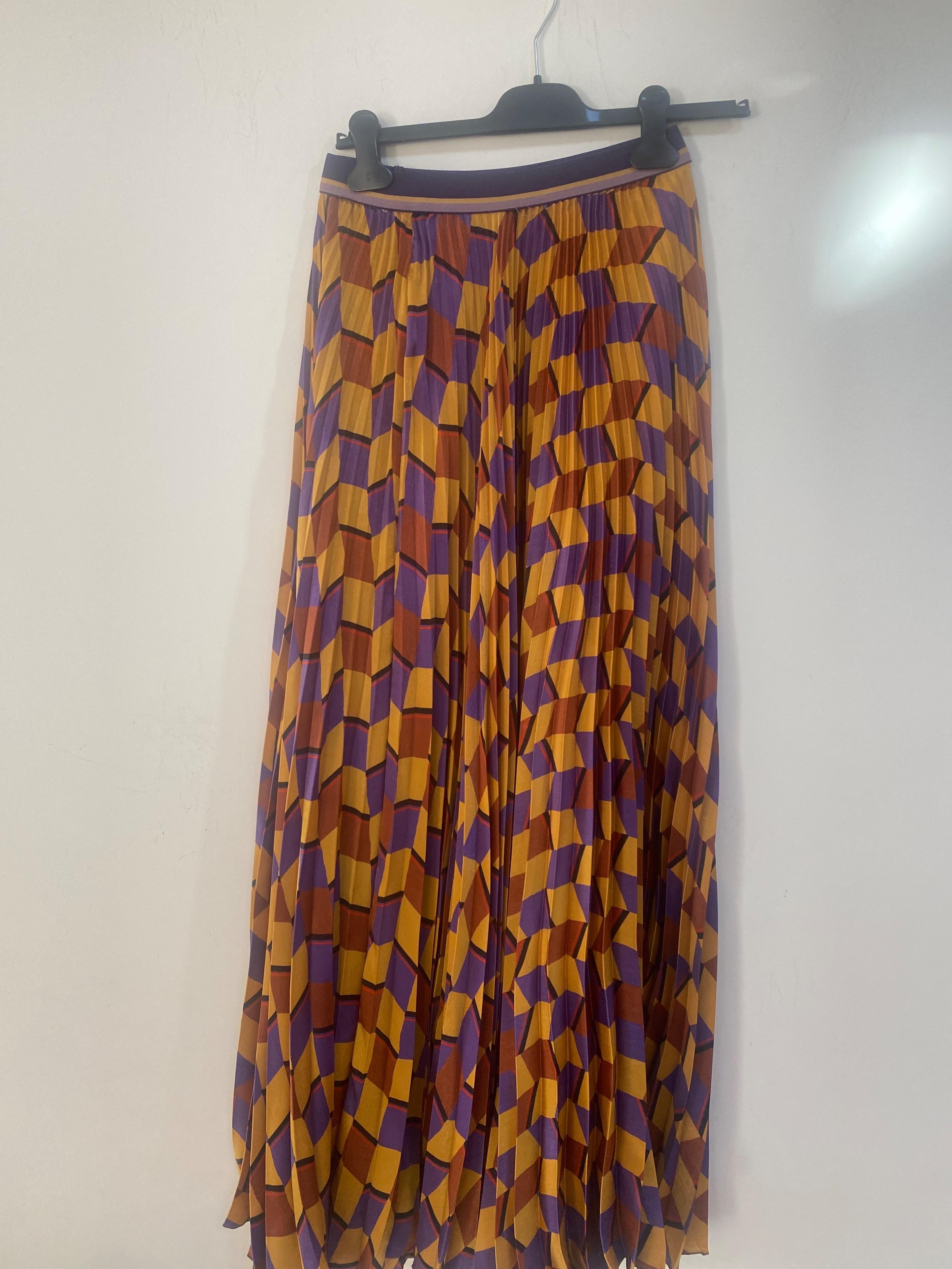 Geometric Multicoloured Pleated Midi Skirt
