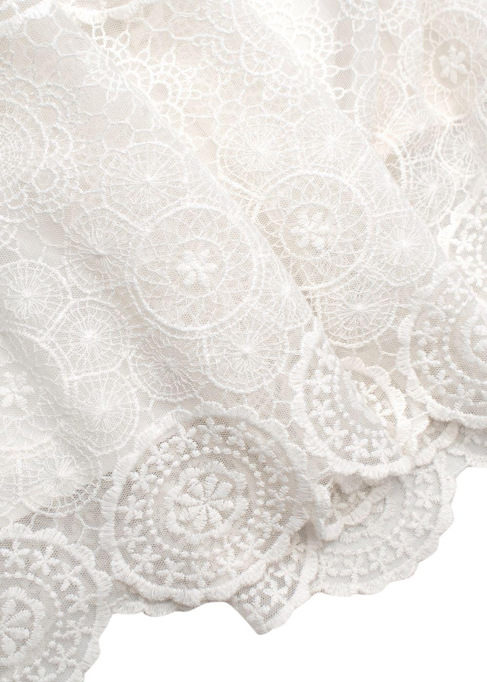 White Lace Trimmed Chiffon Mini Dress