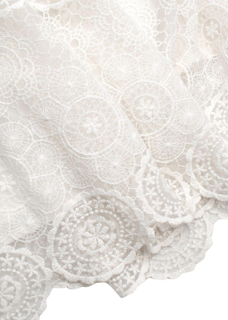 White Lace Trimmed Chiffon Mini Dress