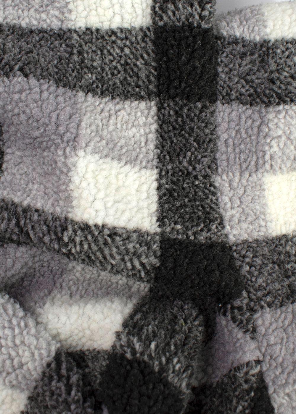 Stella McCartney Kids 10Y Plaid Grey Sherpa Fleece Jacket