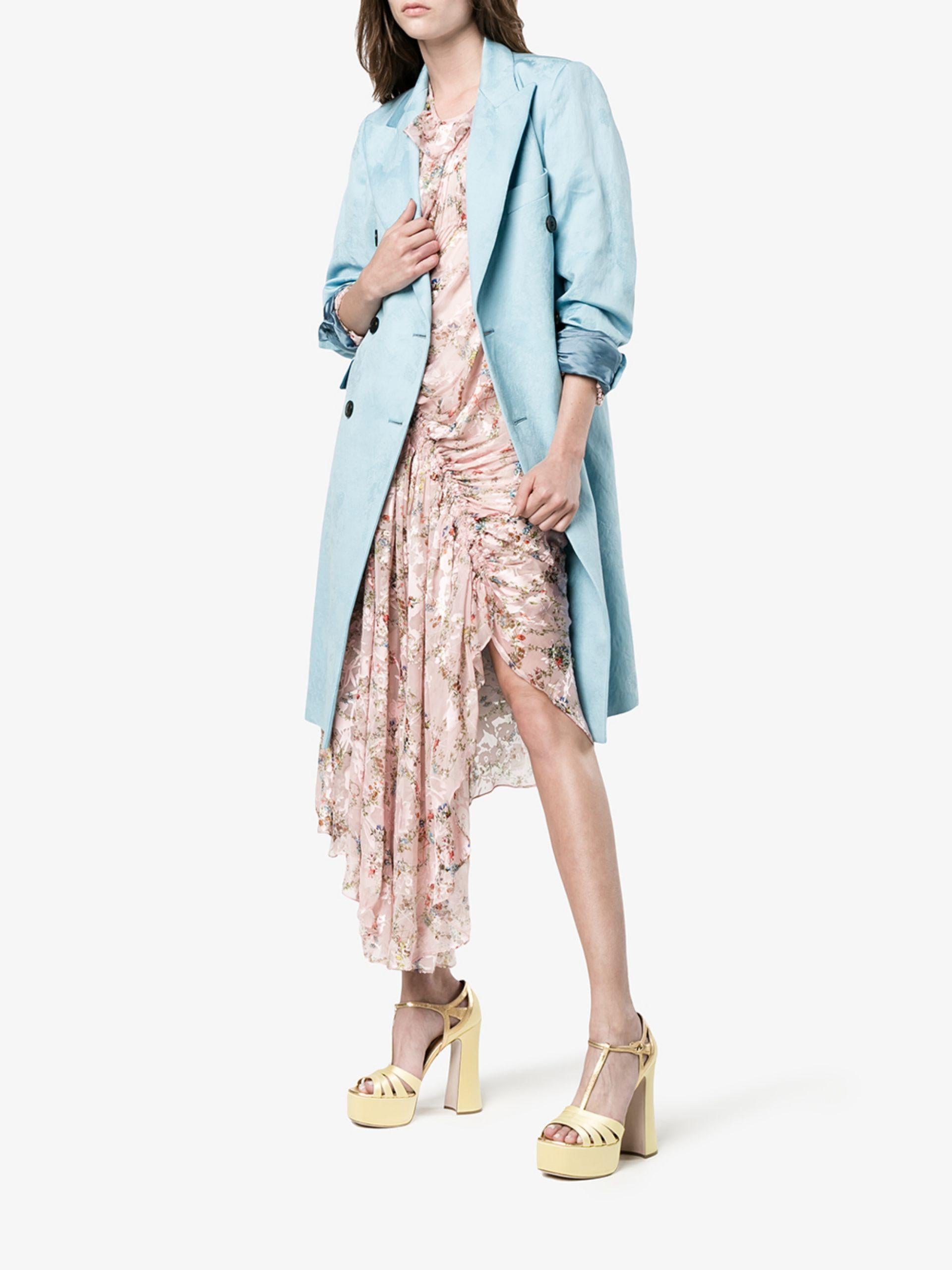 Miu Miu Gold Leather & Yellow Satin Platform Sandals