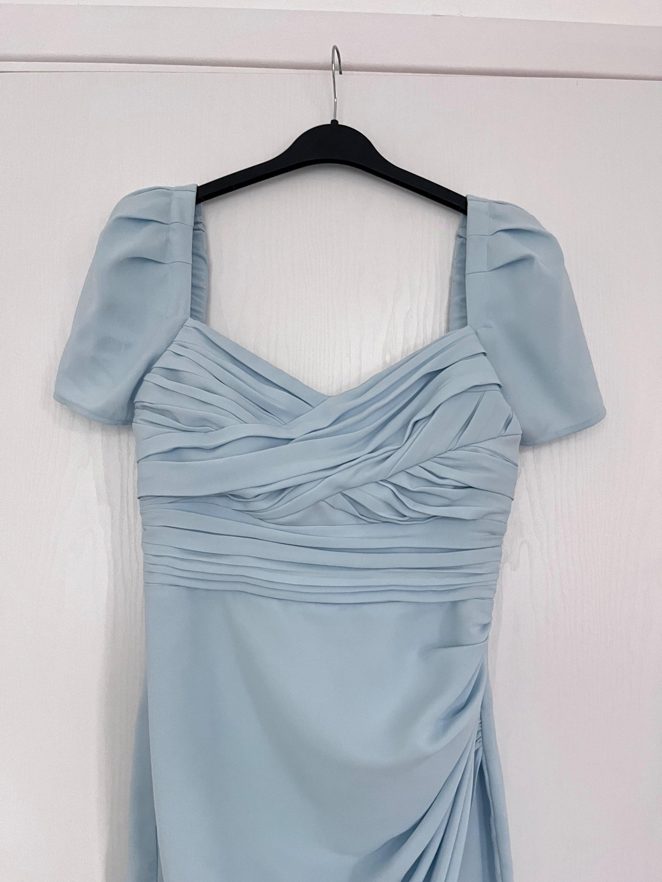 Blue Crepe Midi Dress