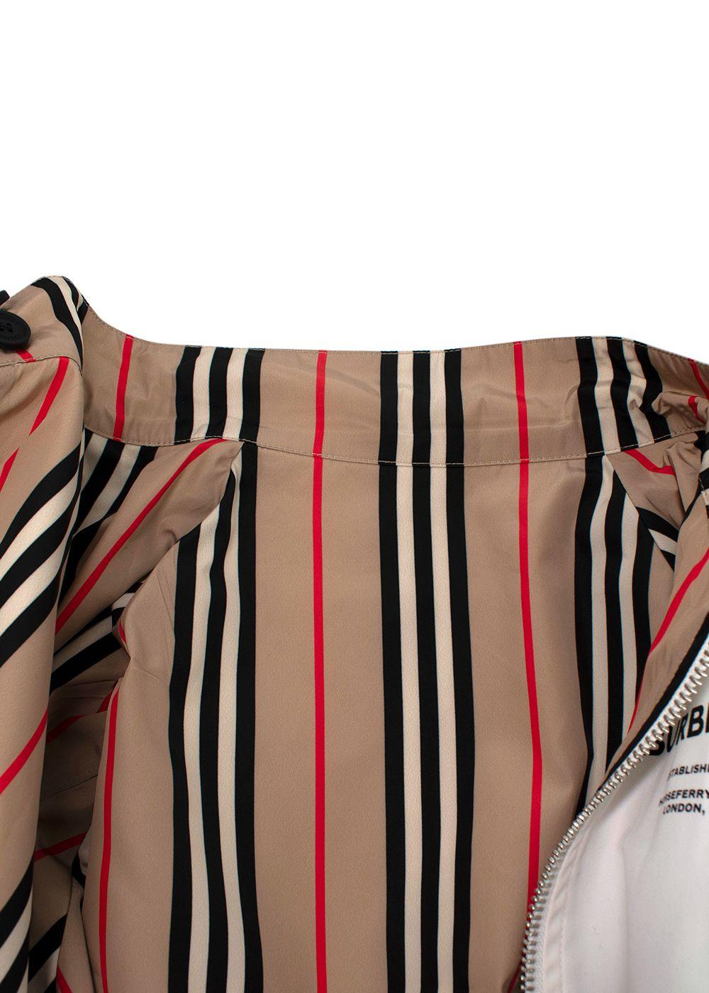 white sports coat with Burberry print