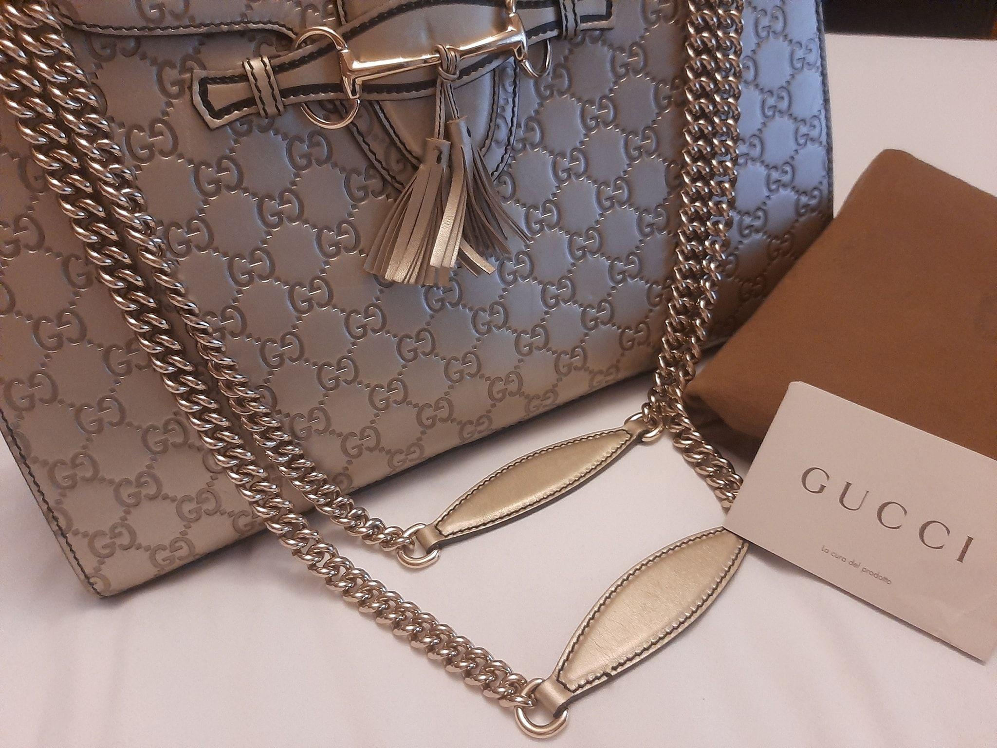Metallic gold leather large Emily bag