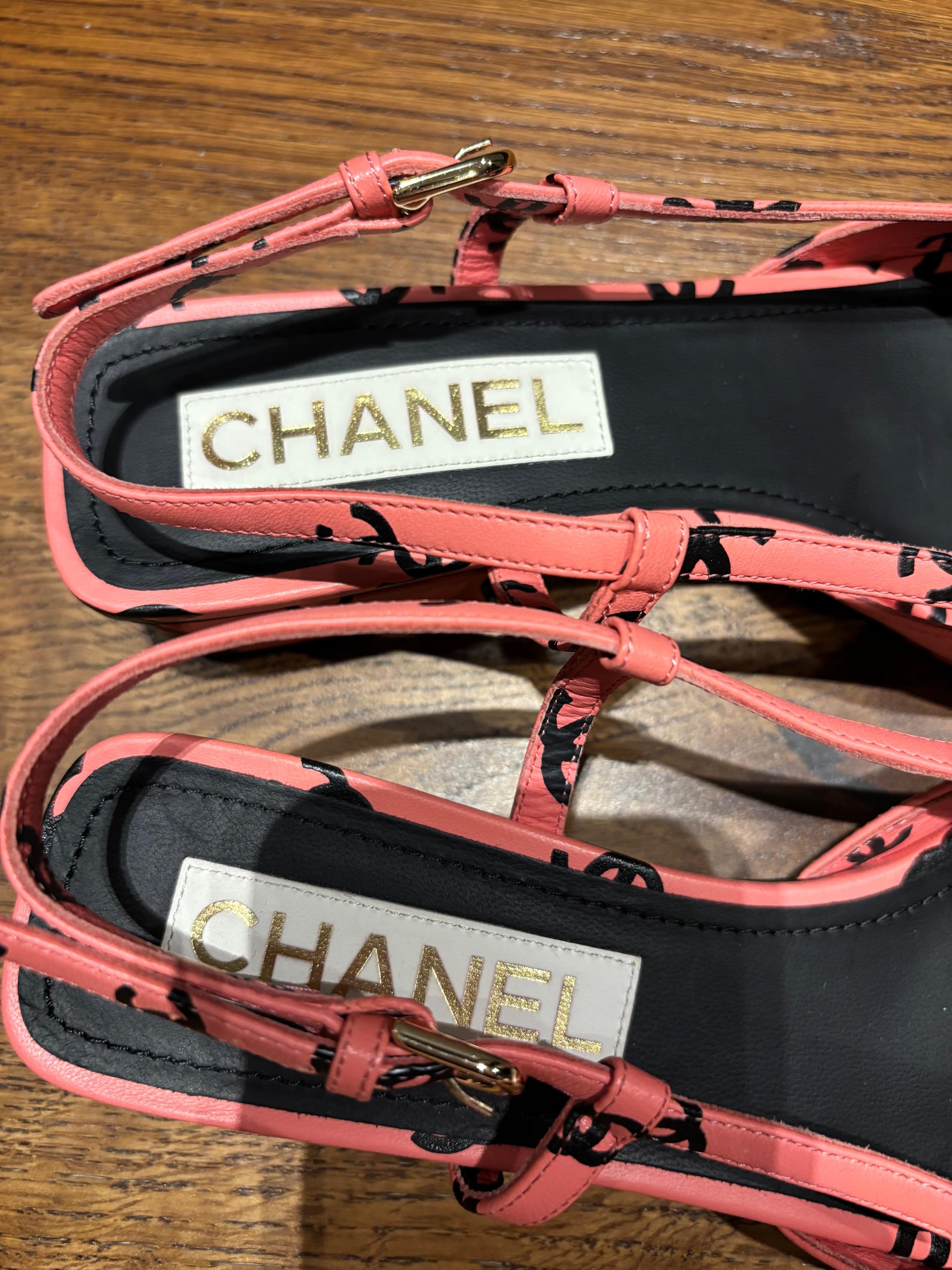 Chanel Pink CC Heeled Sandals