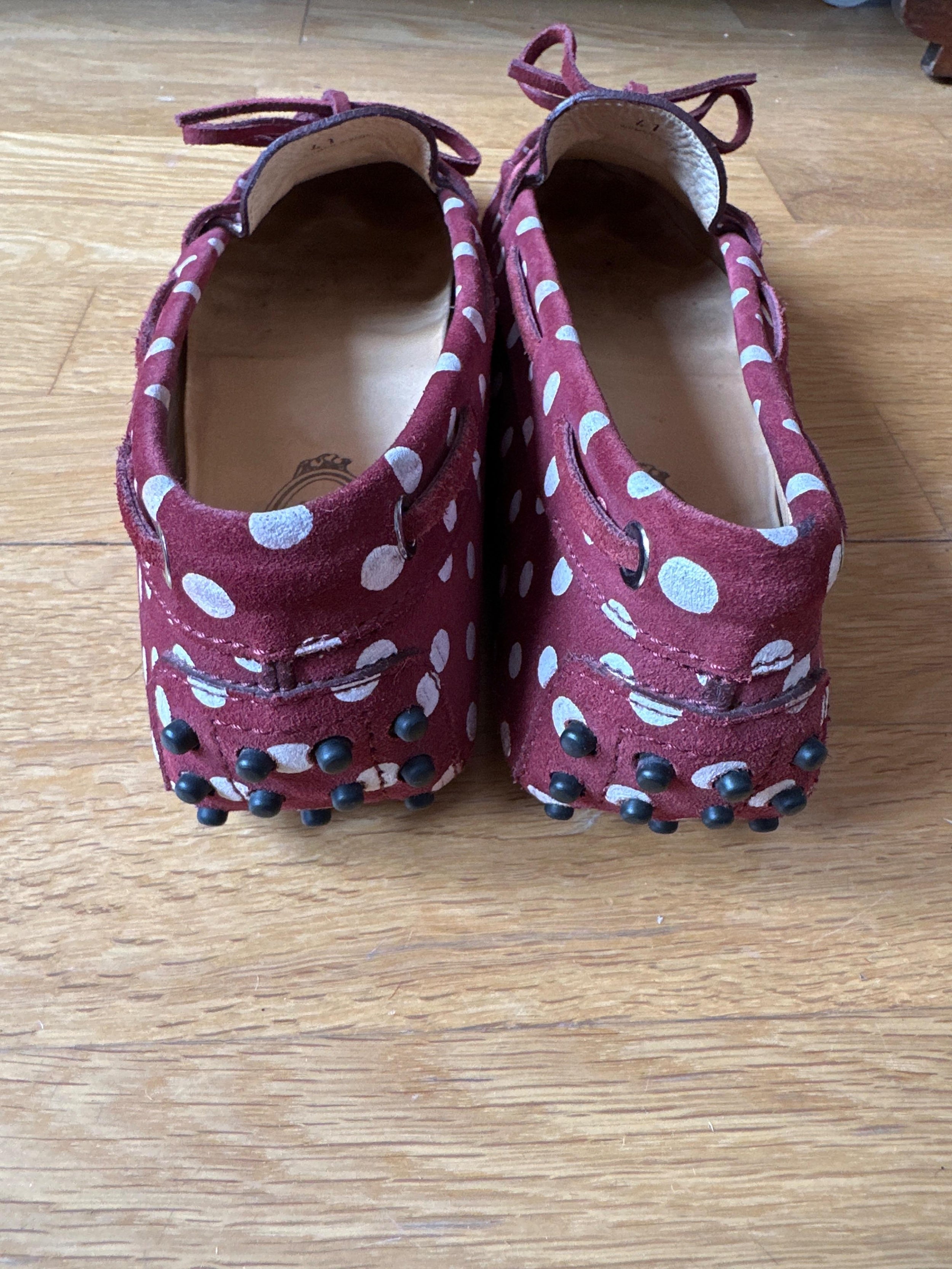 Polka Dot Suede Driving Mocassins