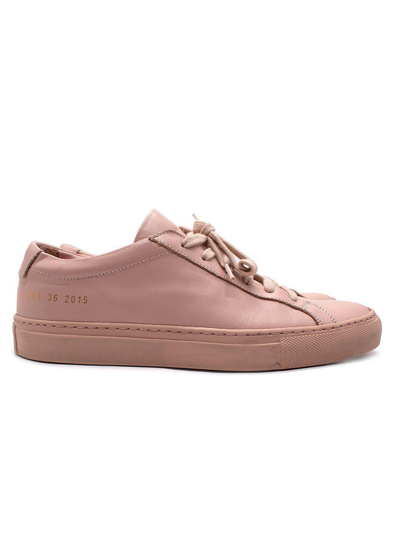 Common Project Pink Leather Low Top Trainers
