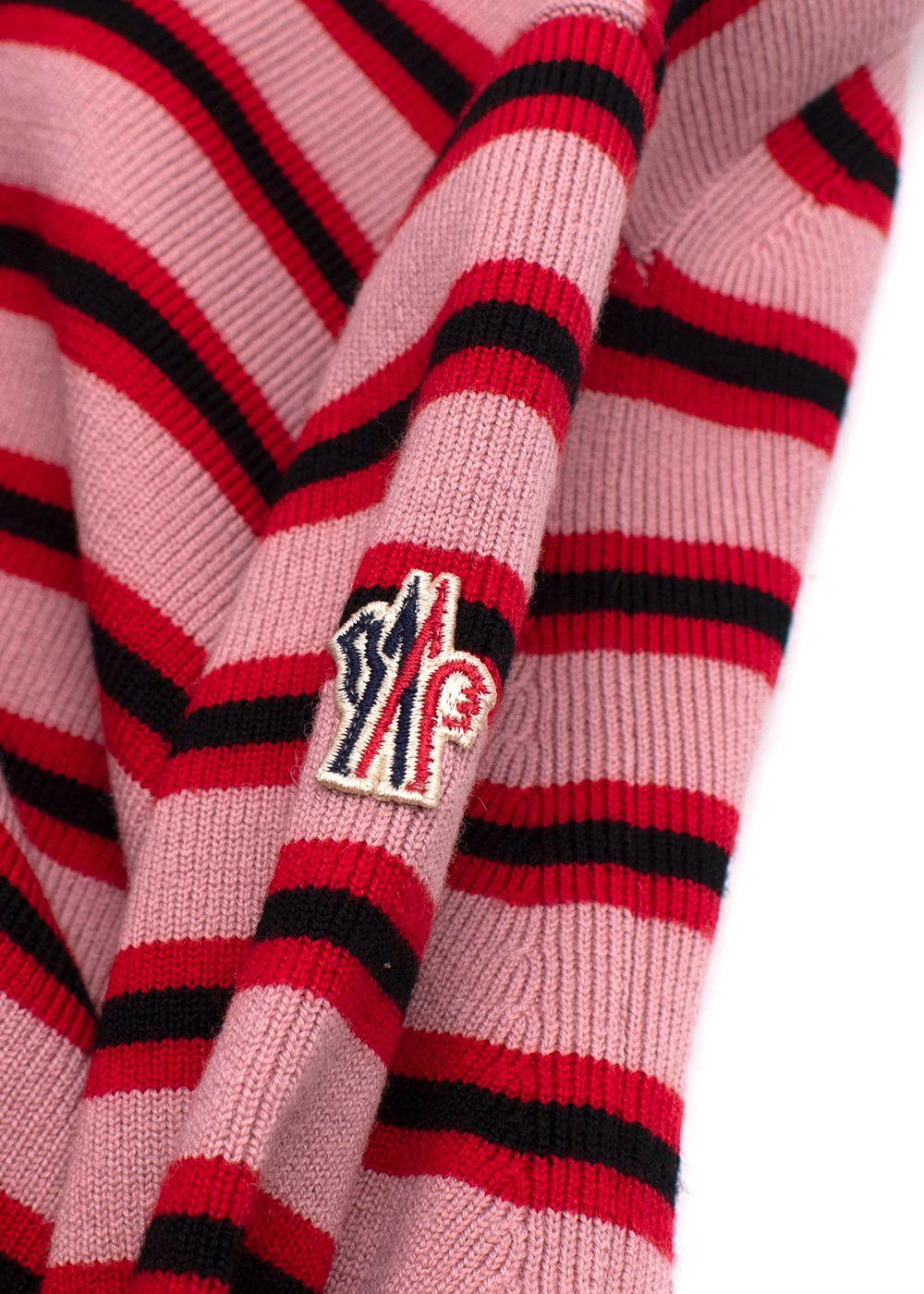 Moncler Pink Striped High Neck Wool Jumper