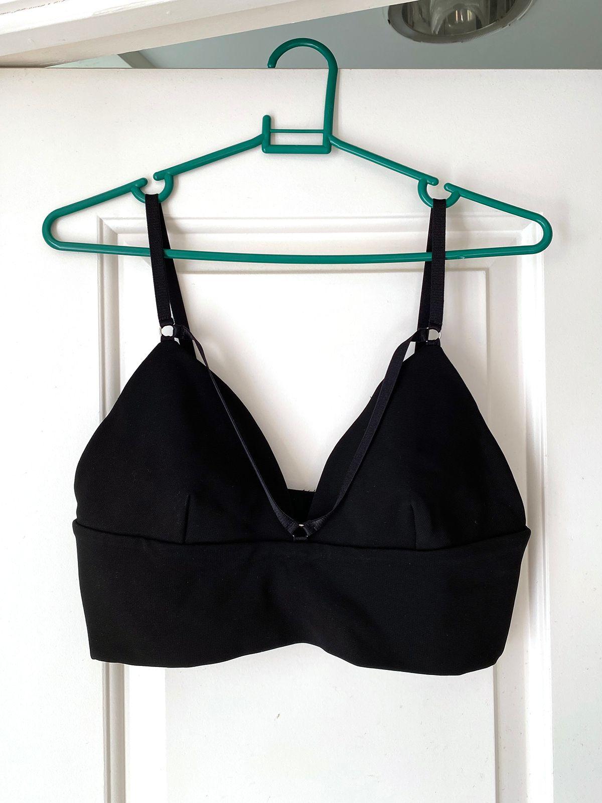 Black Stretch Faille Triangle Bralette