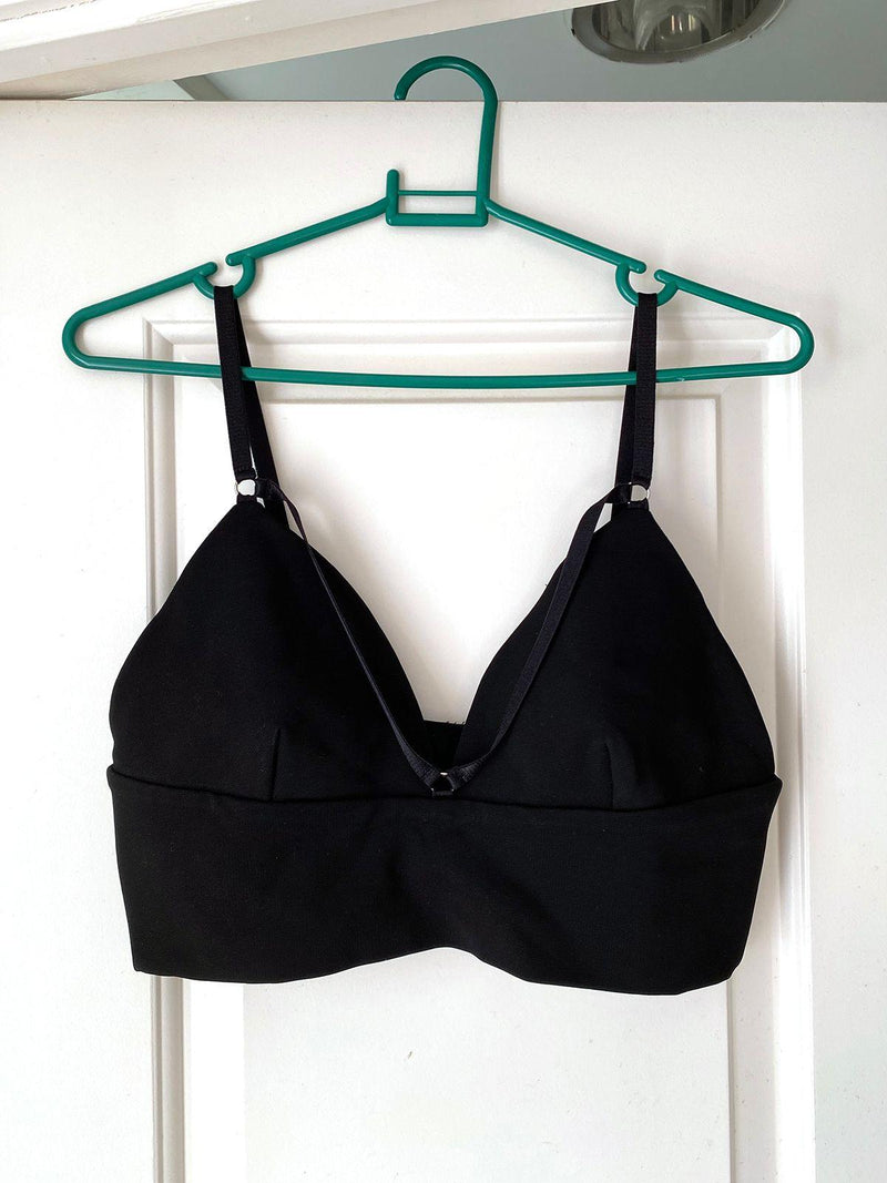 Black Stretch Faille Triangle Bralette