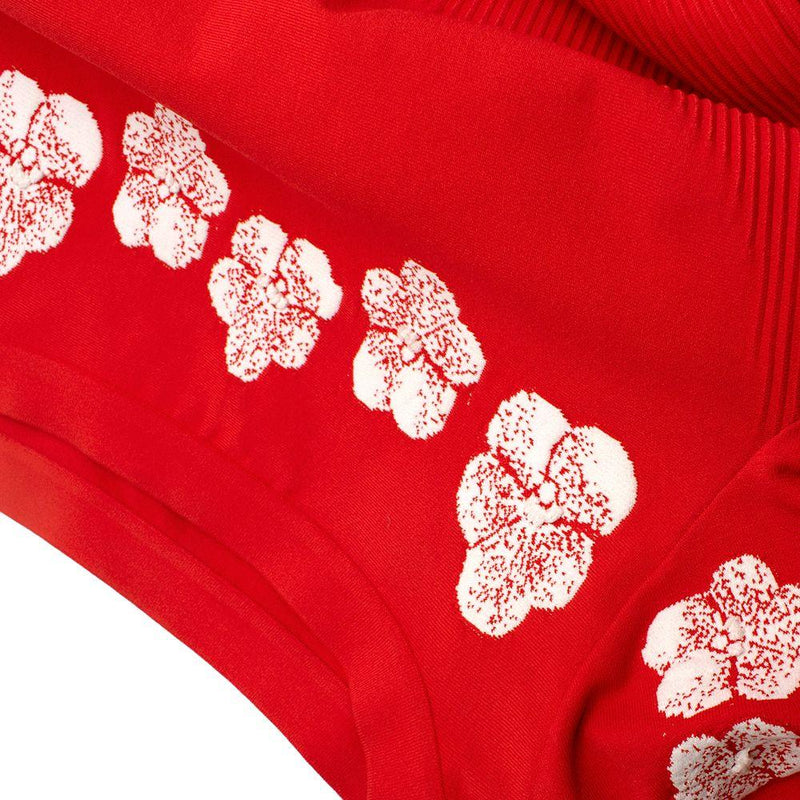 Floral Red Stretch Knit Skater Dress