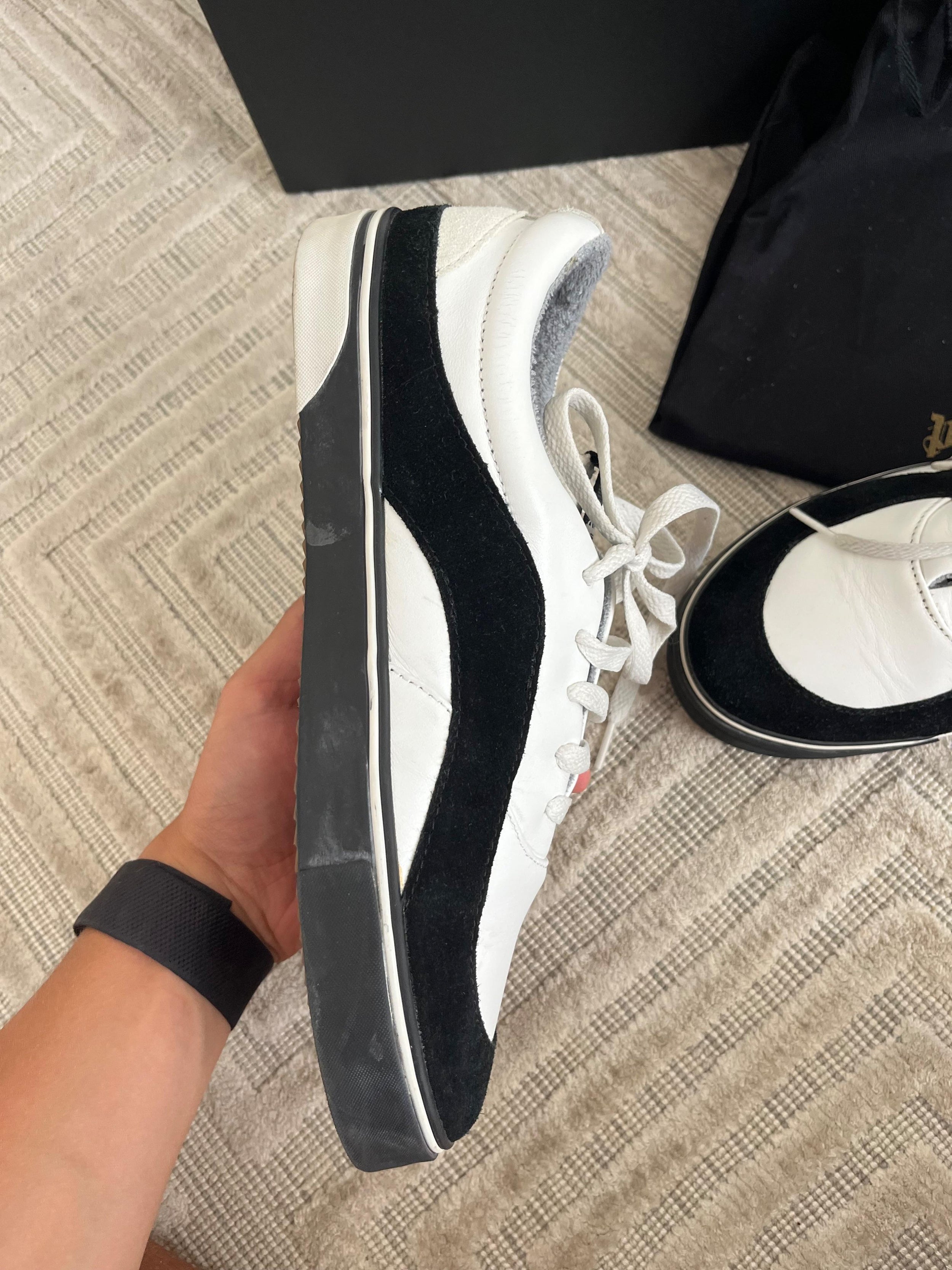 Palm Angels Men's Black And White Sneakers