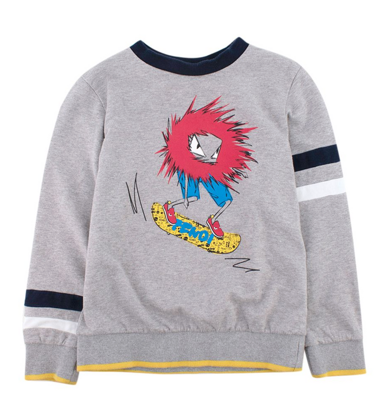 Fendi Kids 5Y Grey Monster Sweatshirt