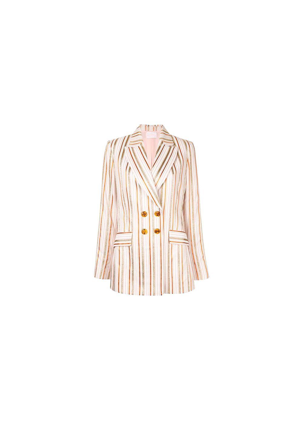 orange, pink & gold striped blazer