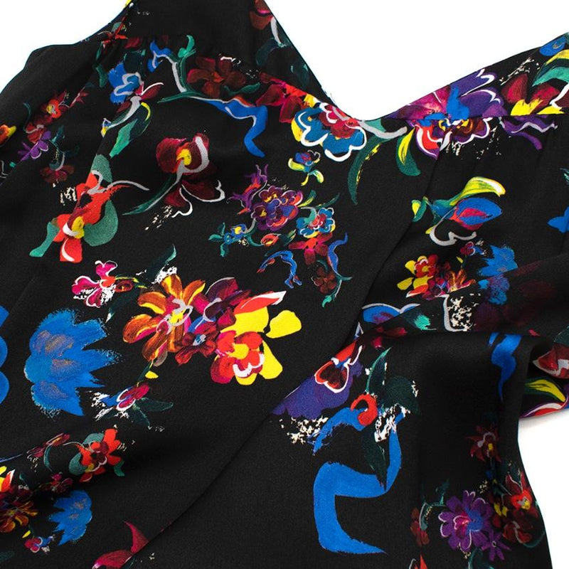 Maison Margiela Black Satin Sleeveless Floral Dress