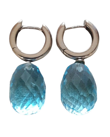 Aquamarine Pineapple Cut Drop Earrings