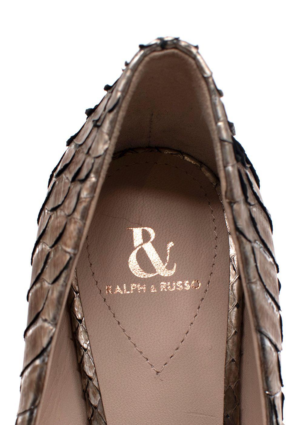 Ralph & Russo Gold Antique Python Leather Heels