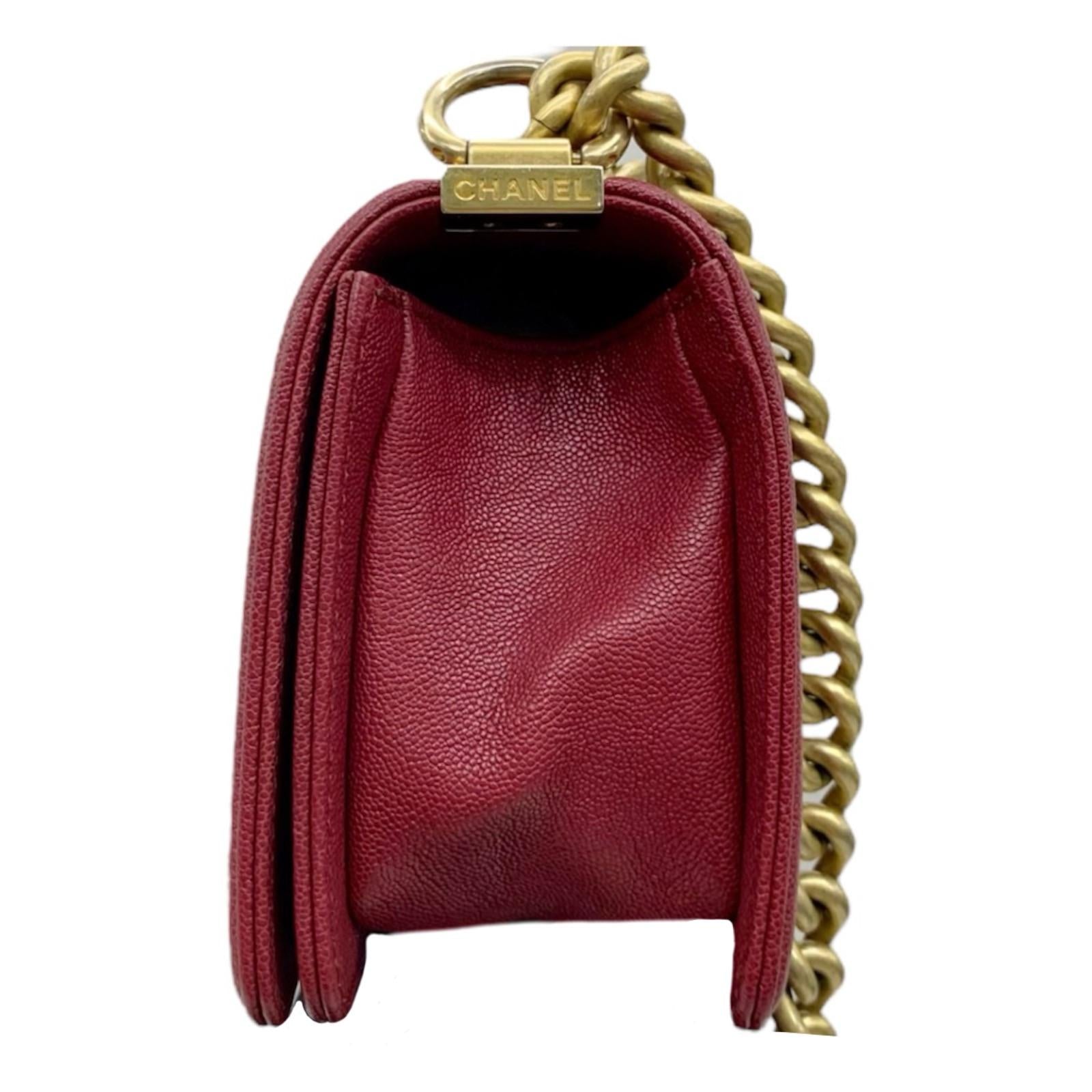 Chanel Red Caviar Leather Small Boy Bag