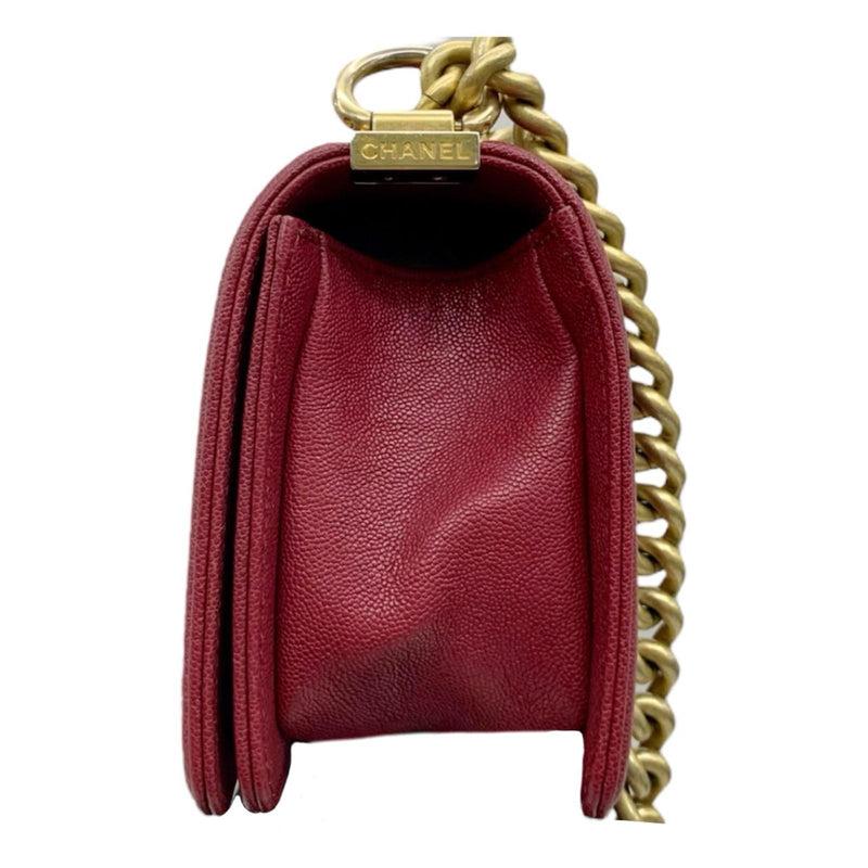 Chanel Red Caviar Leather Small Boy Bag
