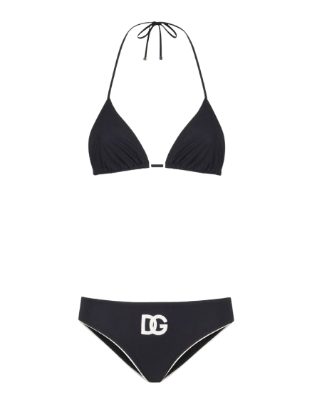 Black DG-Appliqué Triangle Bikini