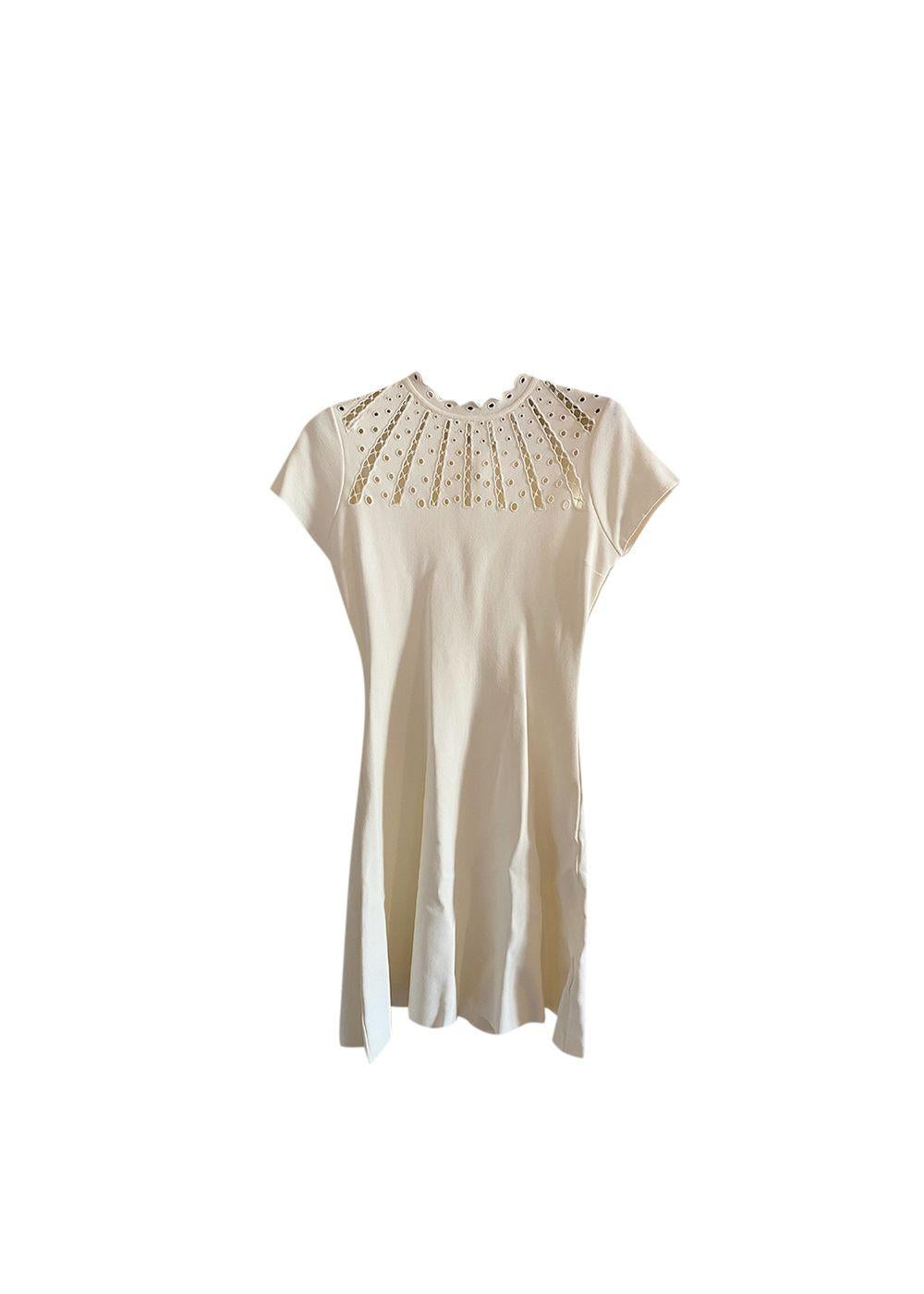 ivory eyelet cutout mini dress