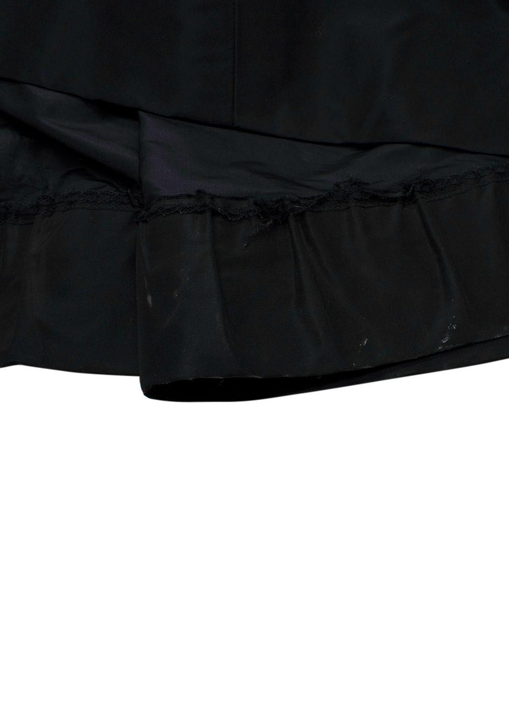 Oscar de la Renta Black Nylon Strapless Gown with Mink Trim