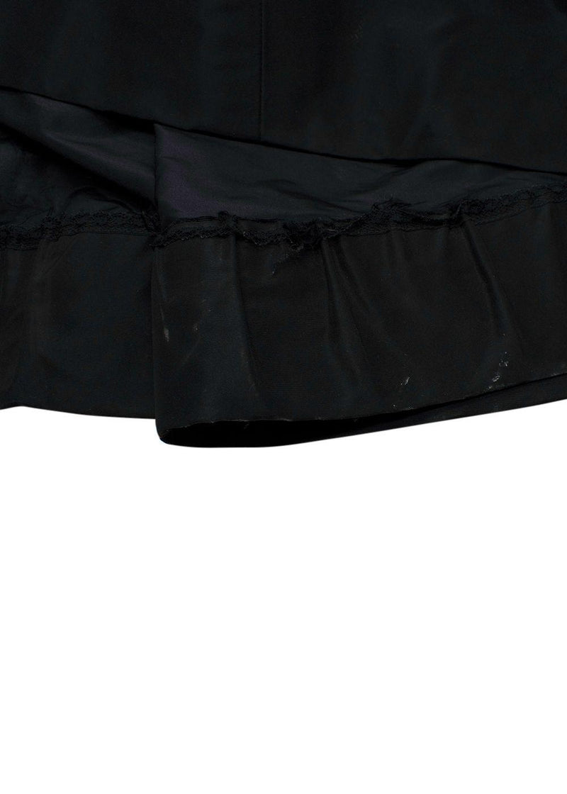 Oscar de la Renta Black Nylon Strapless Gown with Mink Trim