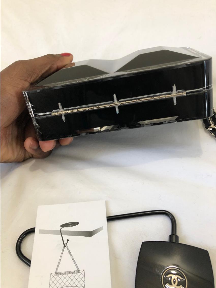 Chanel Black Limited Edition Perspex Logo Chain Clutch