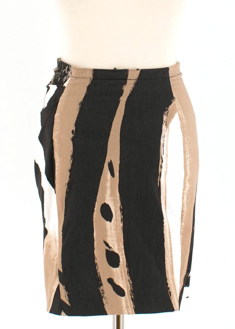 Donna Karan Side-Gathered Abstract-Print Mini Skirt