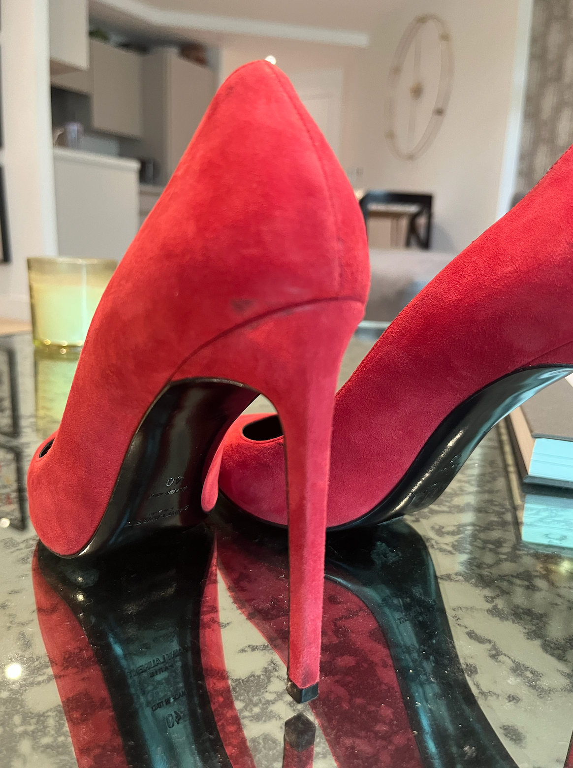 Red Suede Pointed Toe Pumps