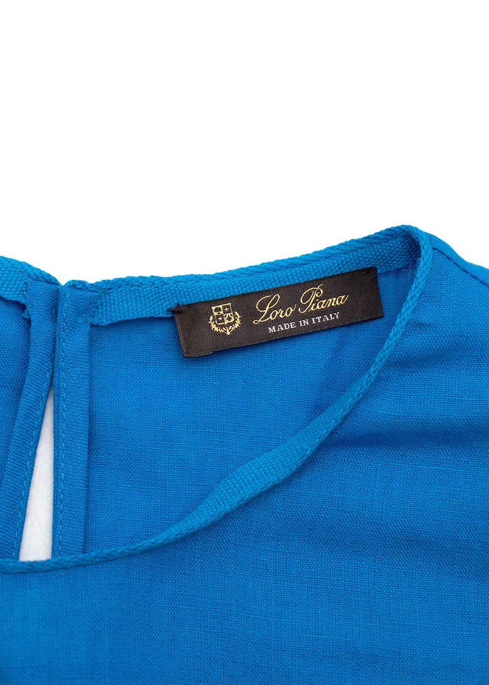 Loro Piana Blue flax embroidered hem shift dress