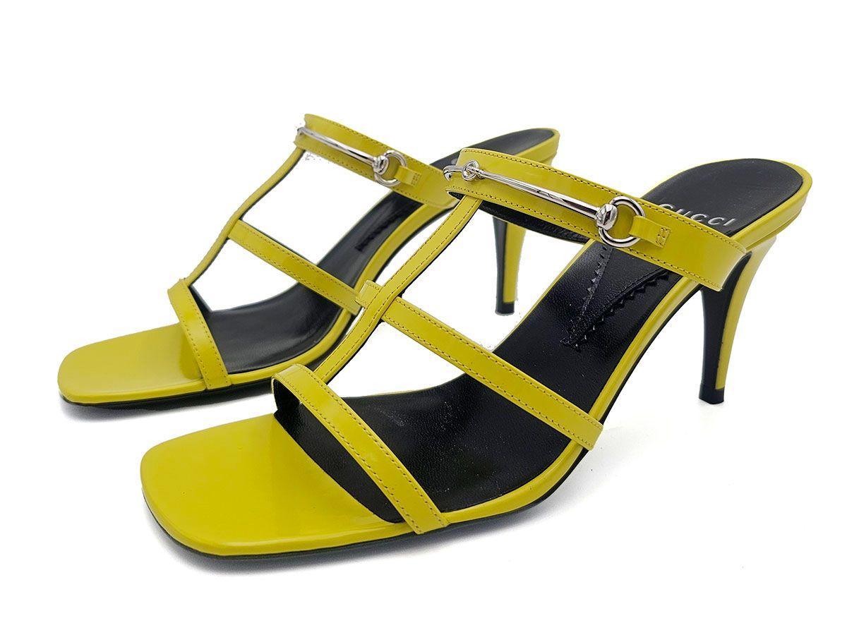 Gucci Yellow Leather Heeled Mules