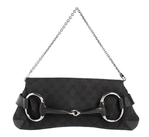 Gucci Vintage Black Horsebit Wallet on Chain