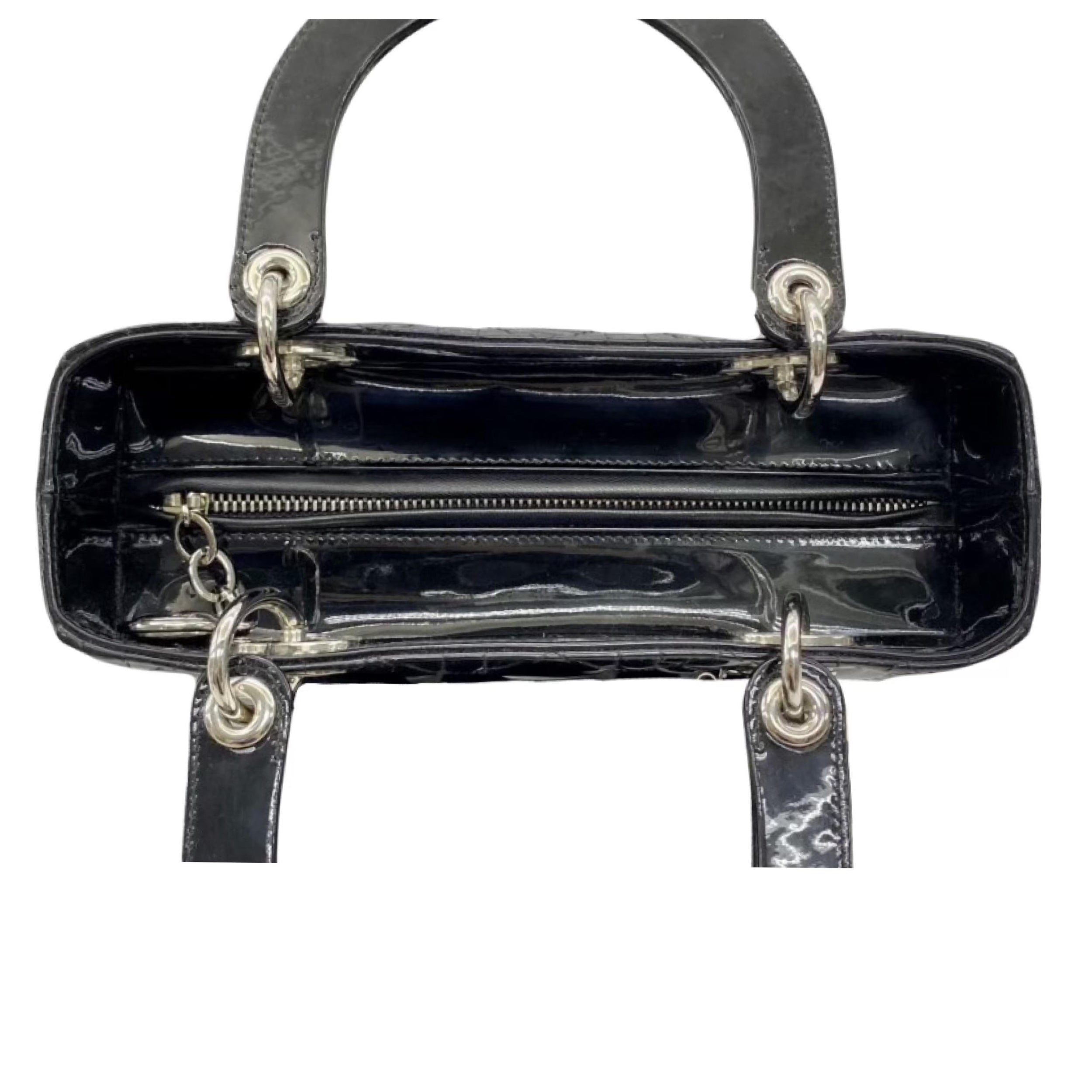 Dior Black Patent Leather Medium Lady Dior