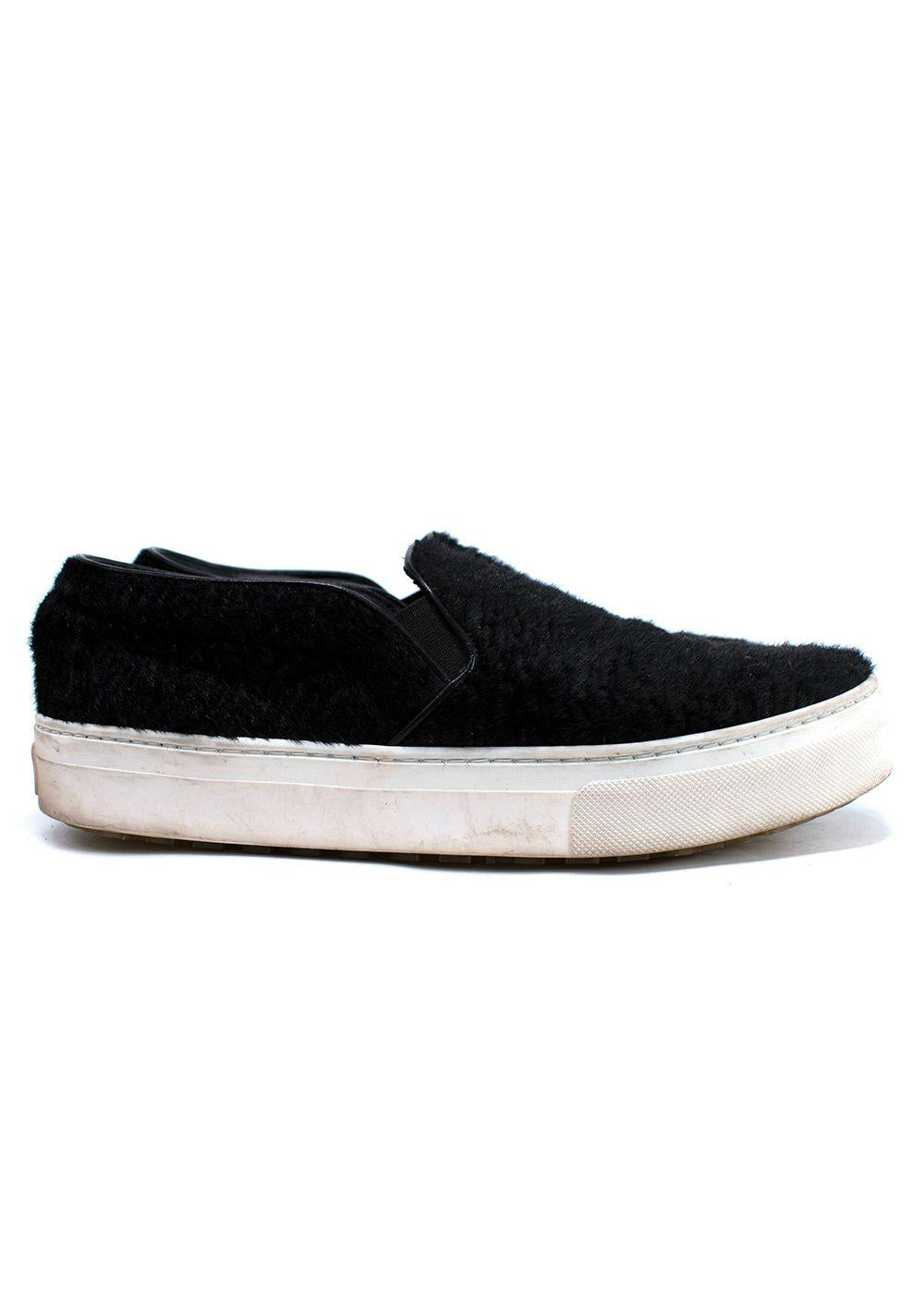 Celine Black Pony Hair Slip On Sneakers