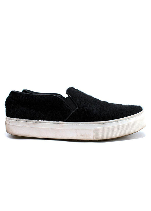 Celine Black Pony Hair Slip On Sneakers