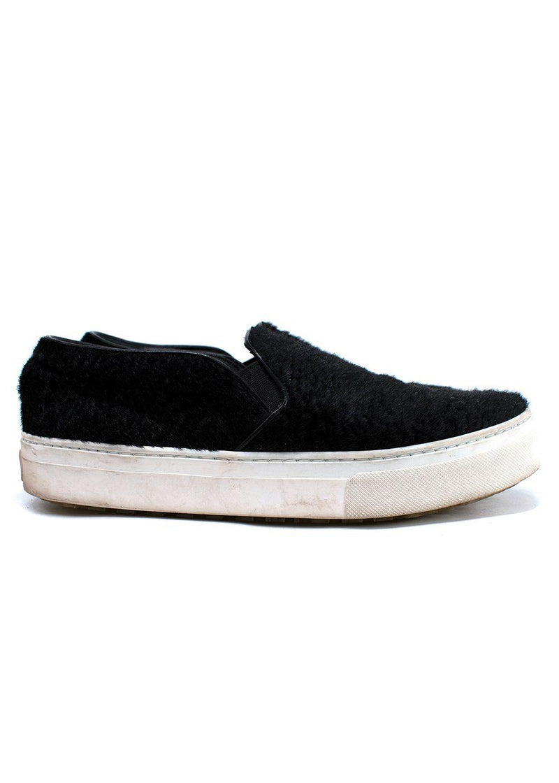 Celine Black Pony Hair Slip On Sneakers